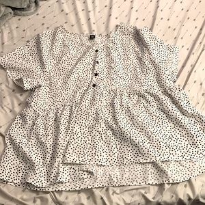 Shein Black/White Heart Polka Dot Blouse